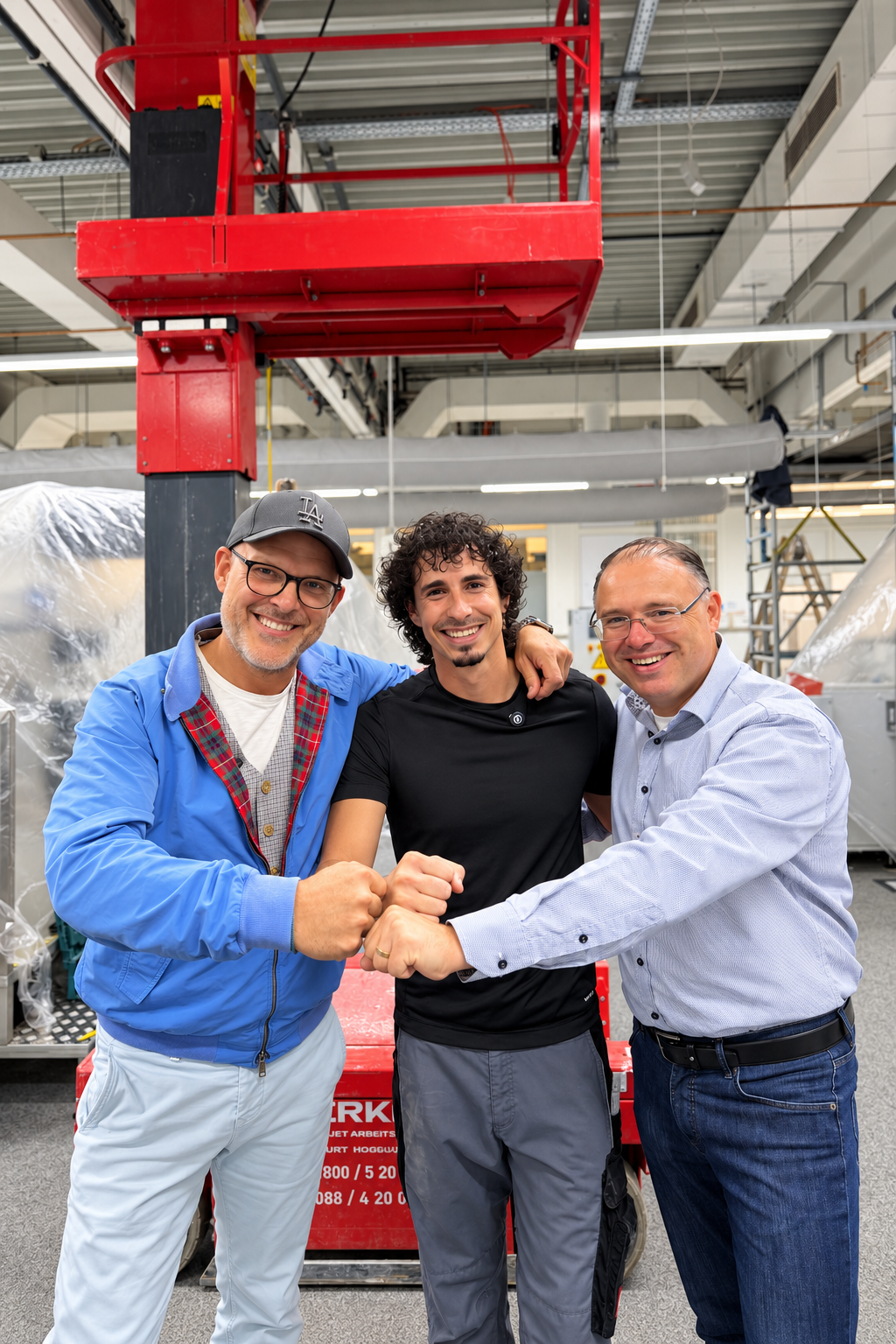 Michelle de Cuba con Torben y Karsten de Vía Alemania en un taller en Alemania